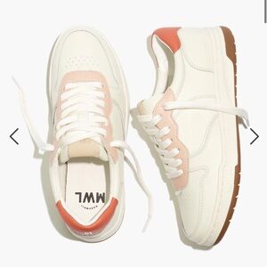 Madewell Court Sneakers in White and Pink Leather